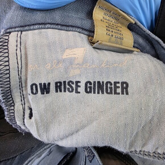 7 For All Mankind Jeans Womens 30 Blue Low Rise Ginger Flare Stretch Denim Pants - Picture 4 of 16